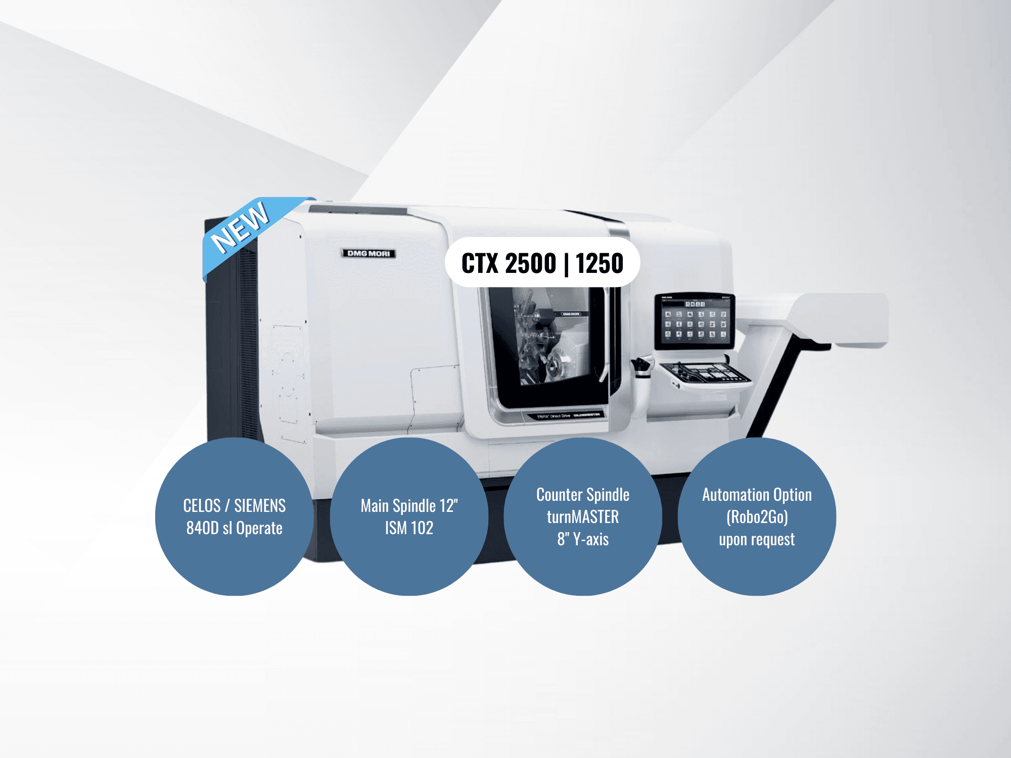 Front view of DMG MORI CTX 2500/1250 machine
