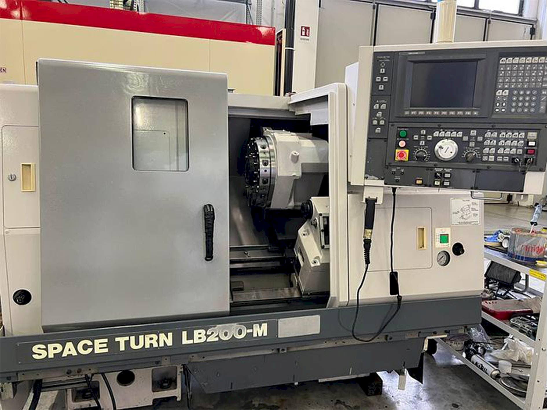 Front view of Okuma Space Turn LB 200M machine