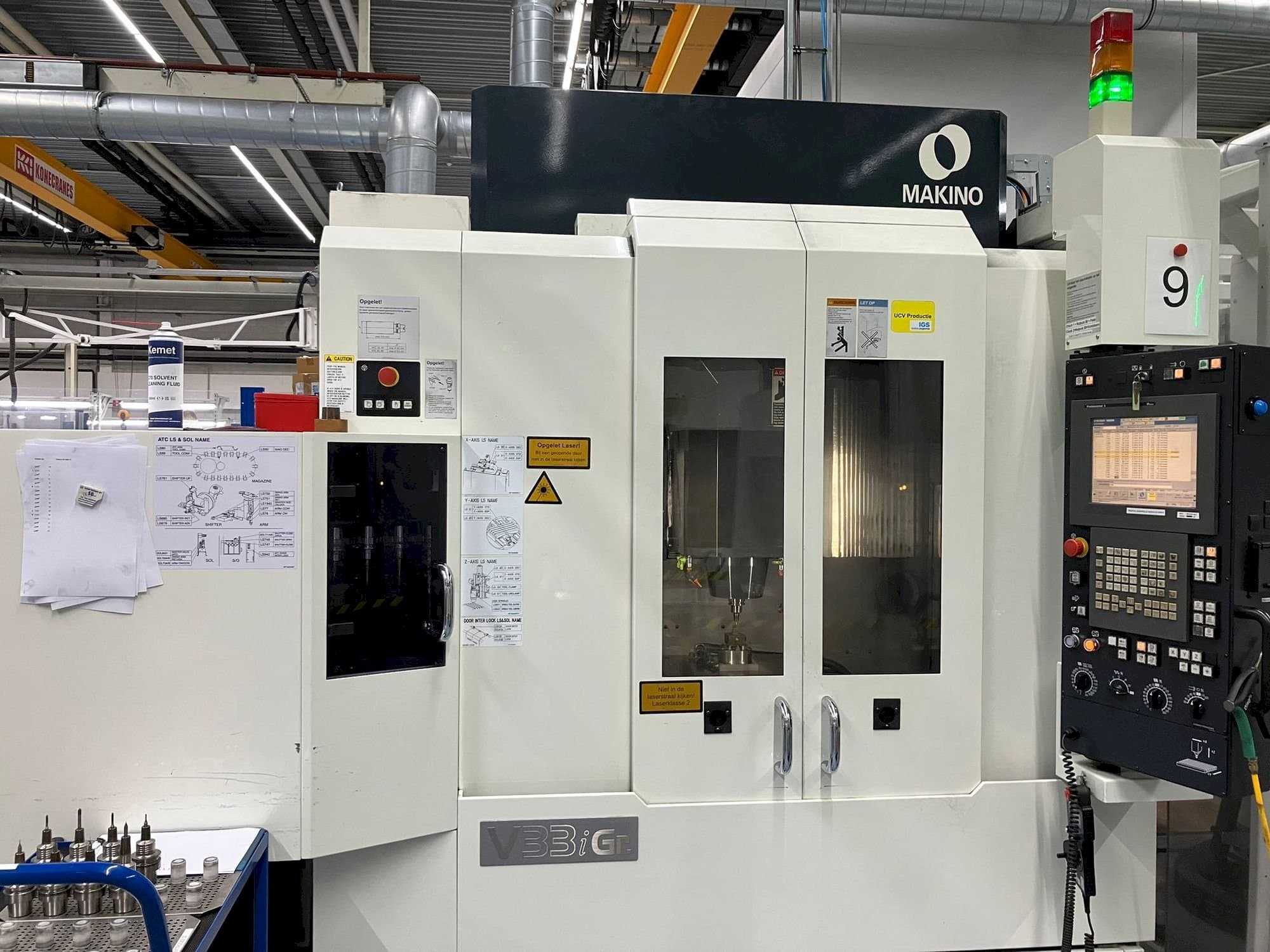 Front view of Makino V33i Graphite machine