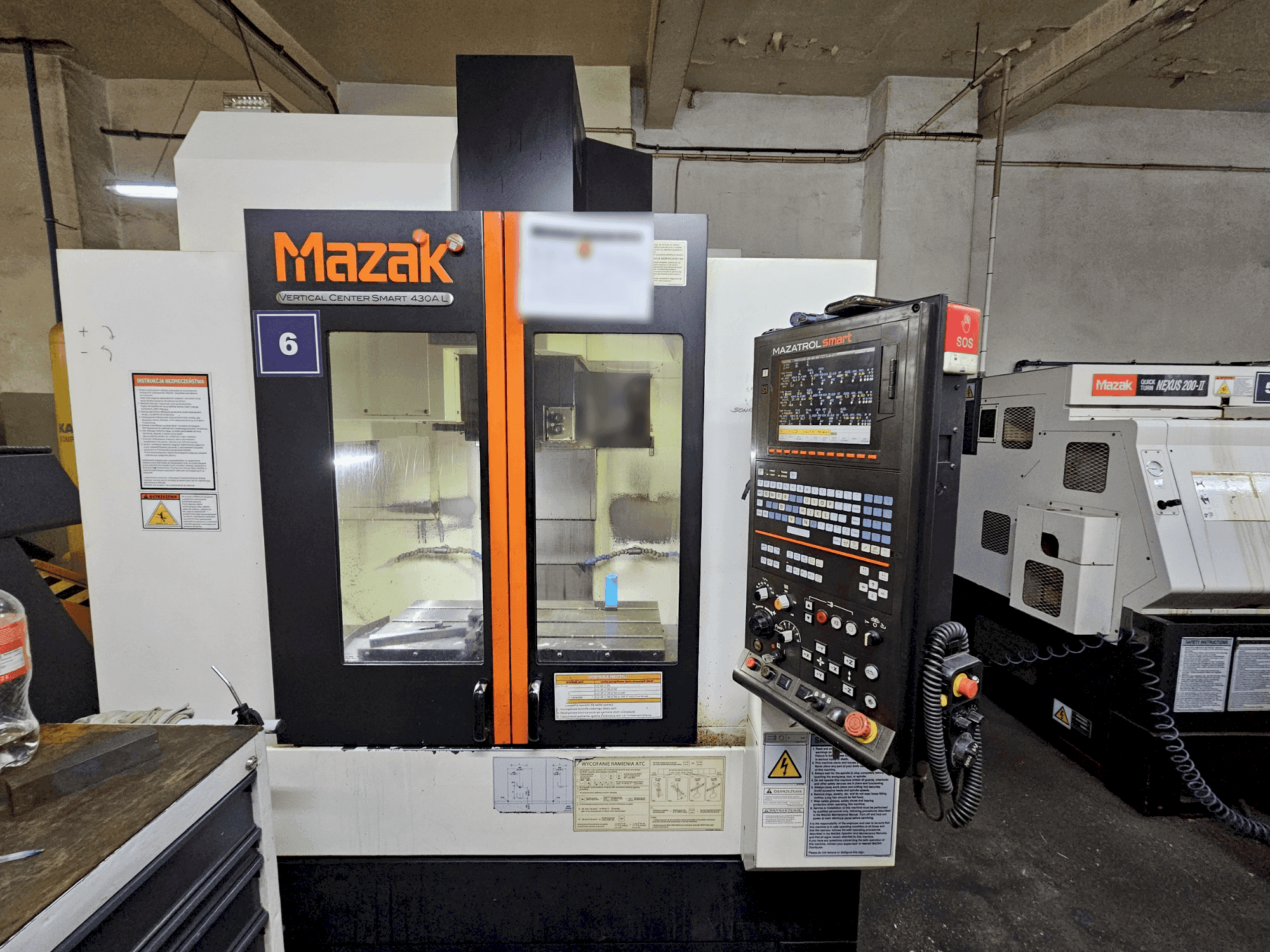 Front view of Mazak VCS 430A L machine