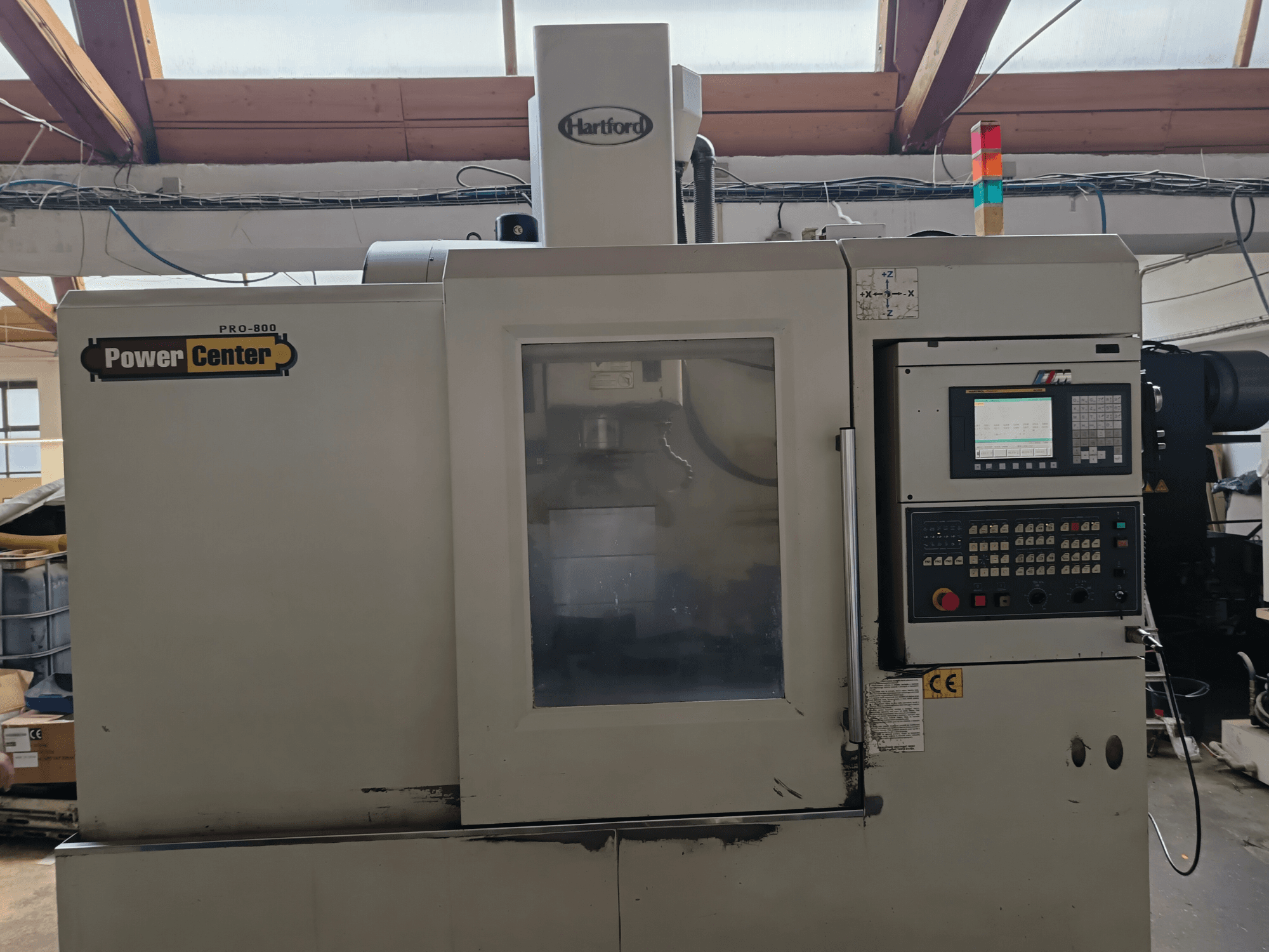 HARTFORD PRO-800A Vertical Machining Centre, front view, displaying control panel and glass panel for internal visibility.