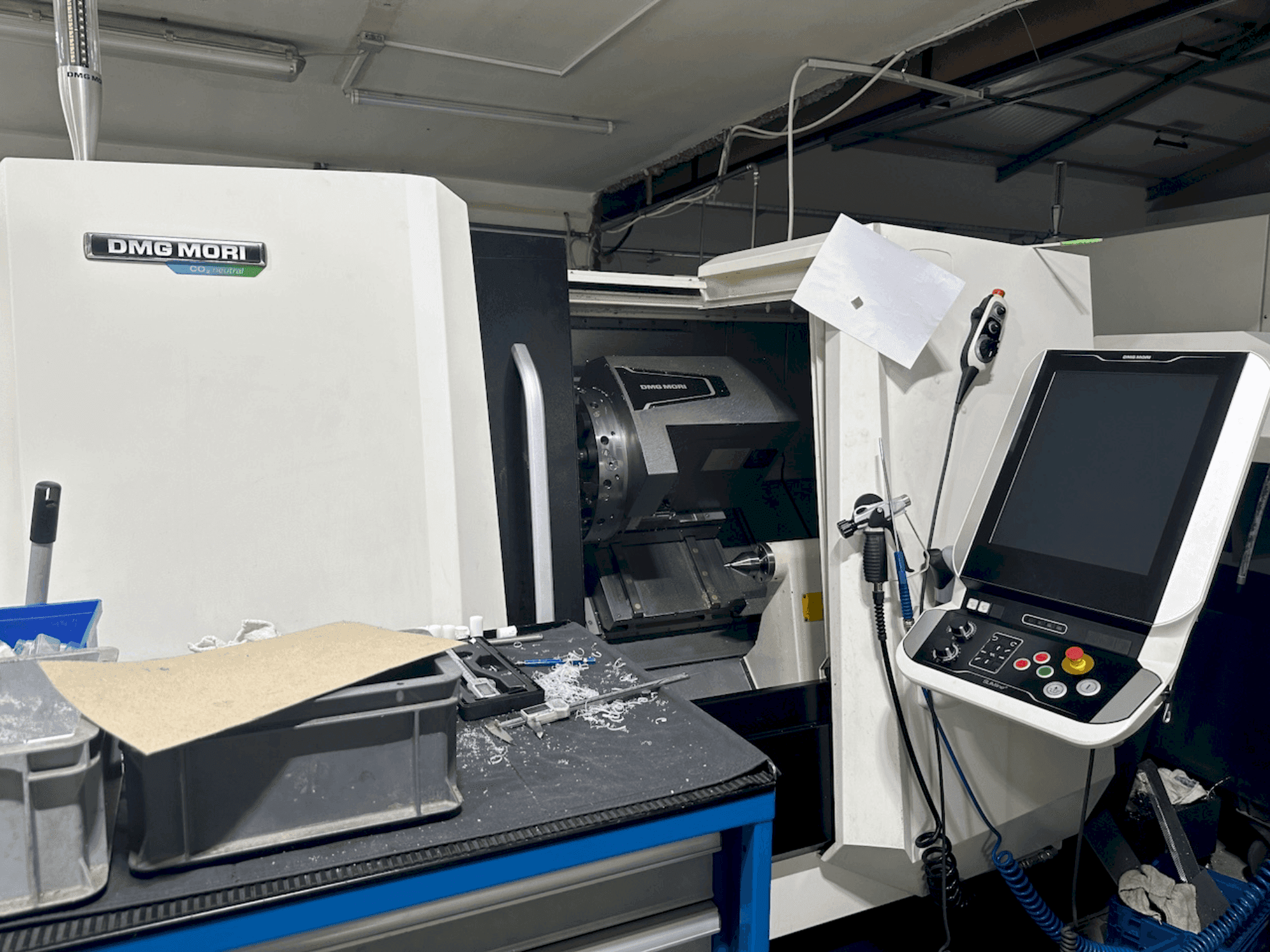 Front view of DMG MORI CLX 350 V4 machine