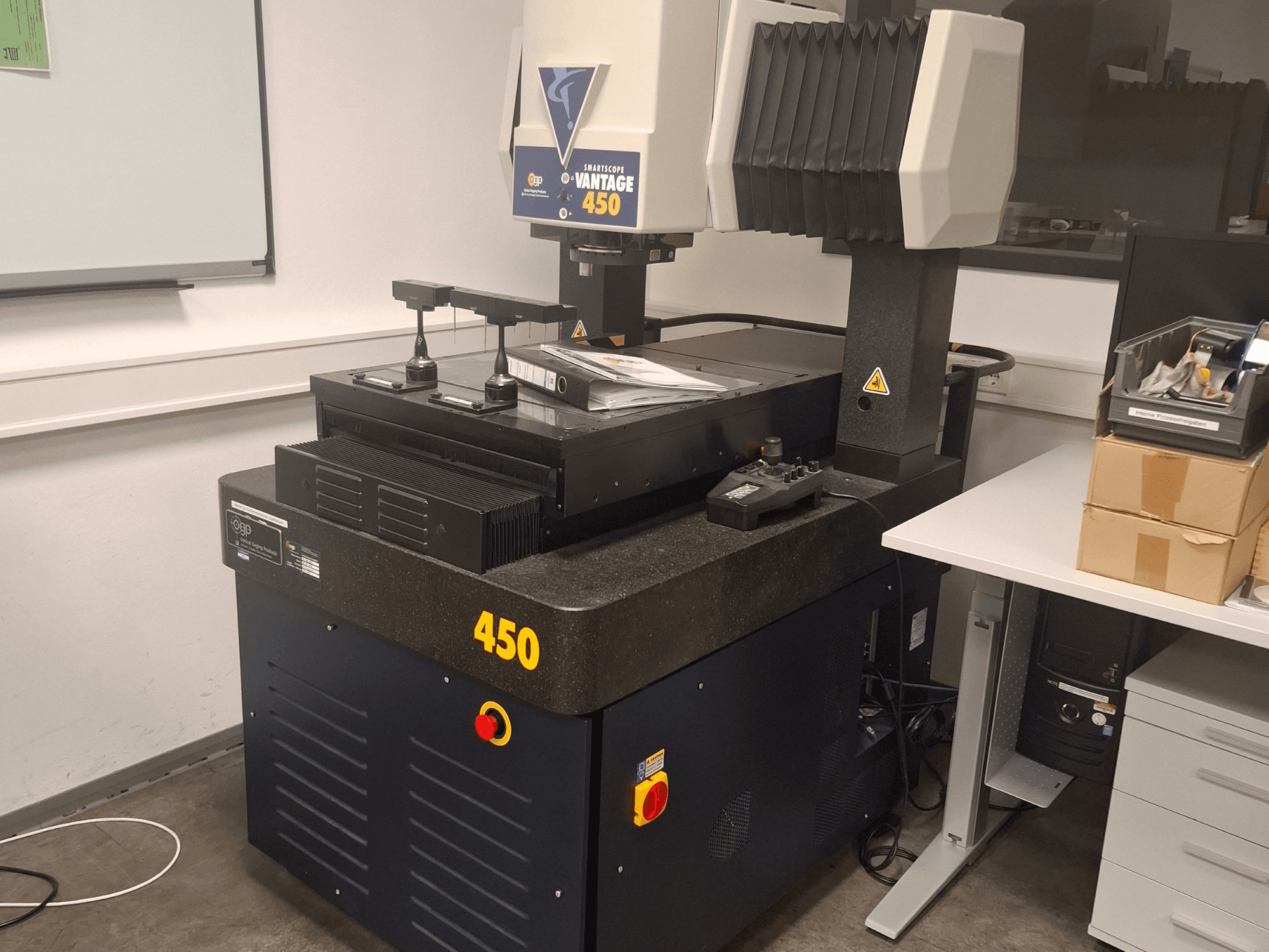 OGP SmartScope Vantage 450 optical measurement machine in a lab setting, front view with a black and gray finish.