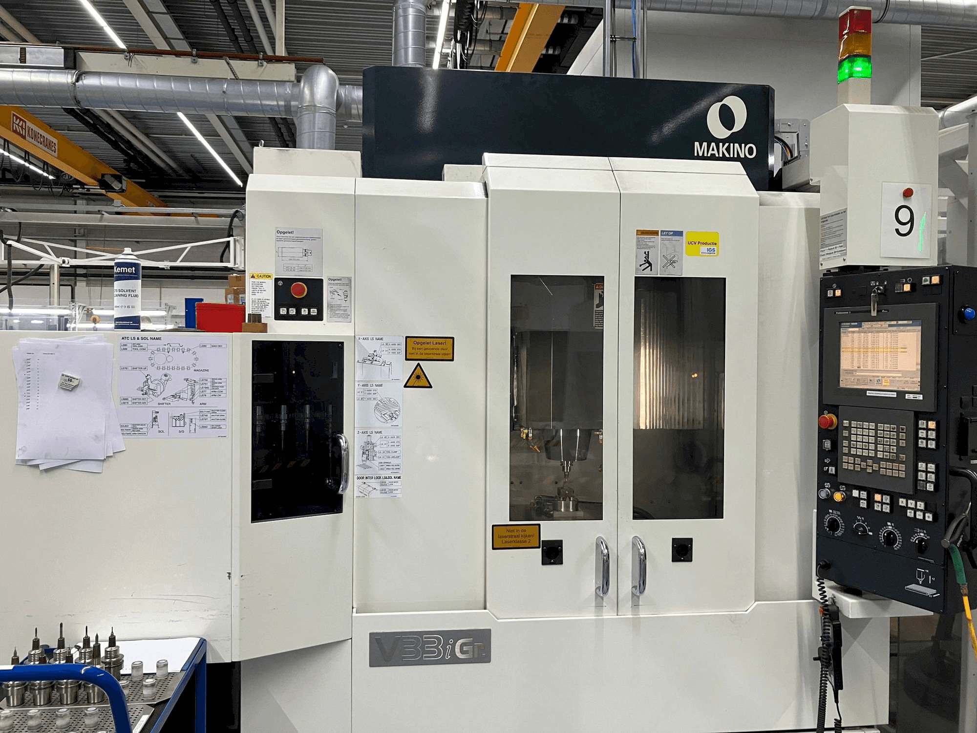 Front view of Makino V33i Graphite machine