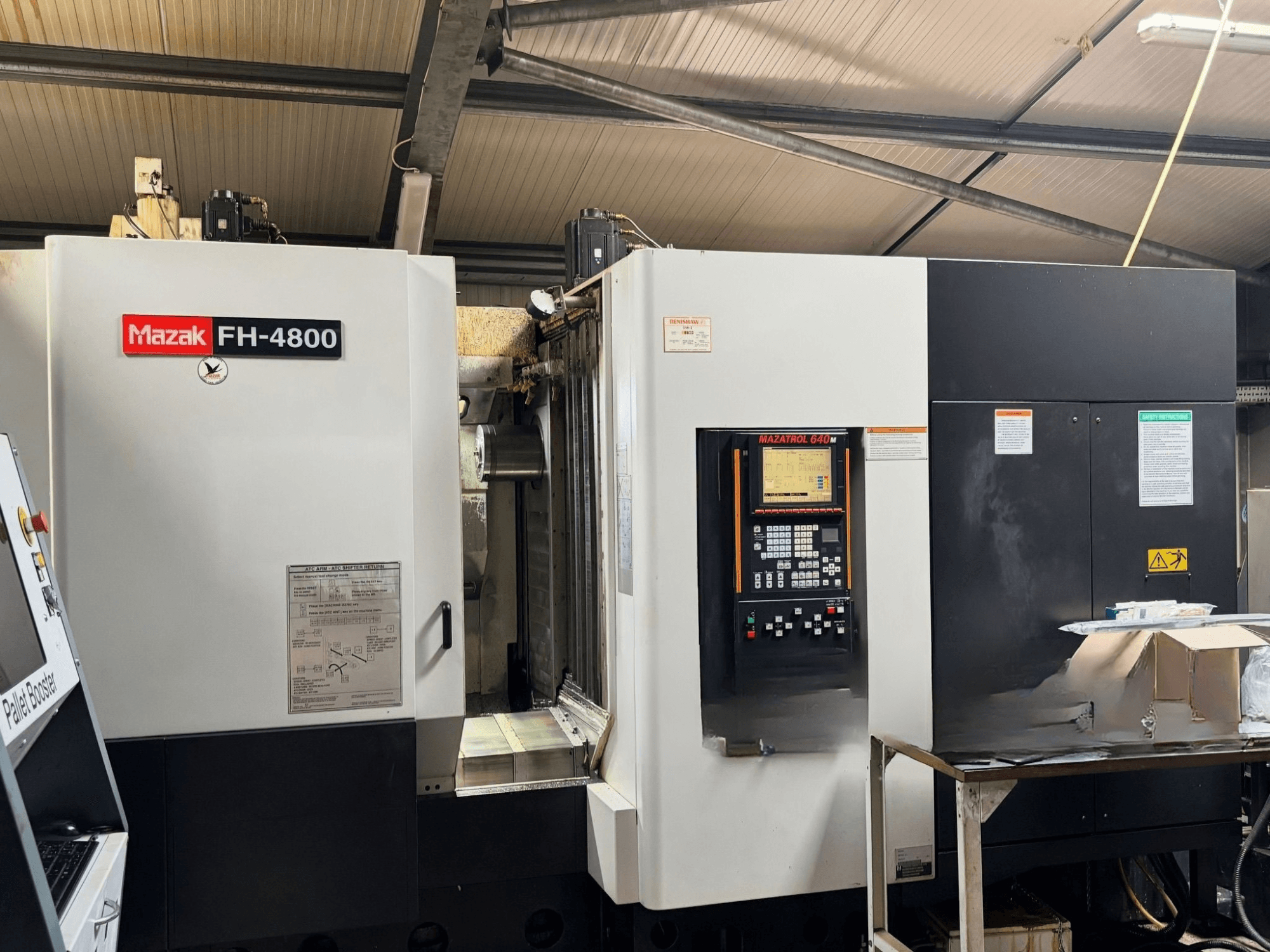 Mazak FH-4800 horizontal machining center, front view showing control panel and machinery details.