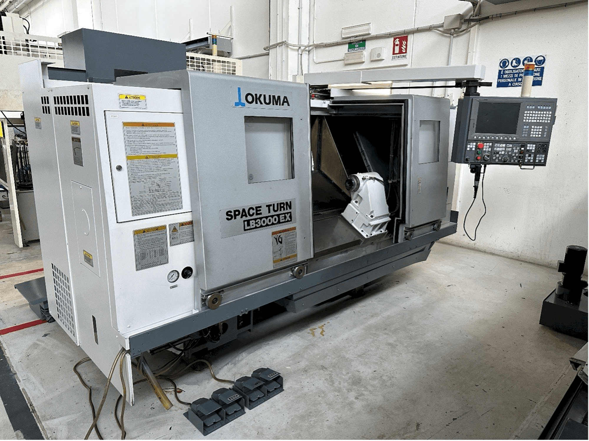Front view of Okuma LB 3000 EX machine