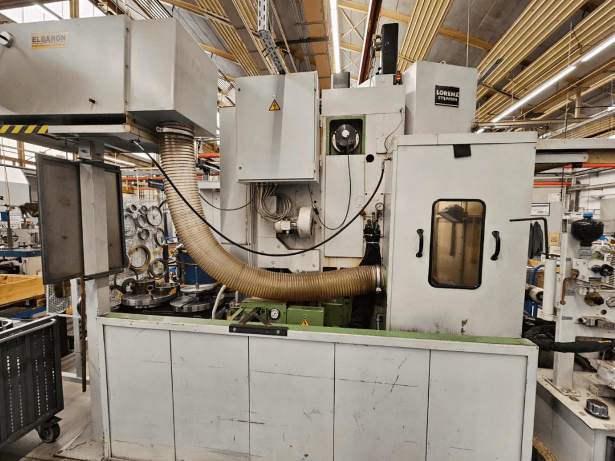 LORENZ LS 424 shaping machine, front view, with large dust extraction system and visible operational controls.