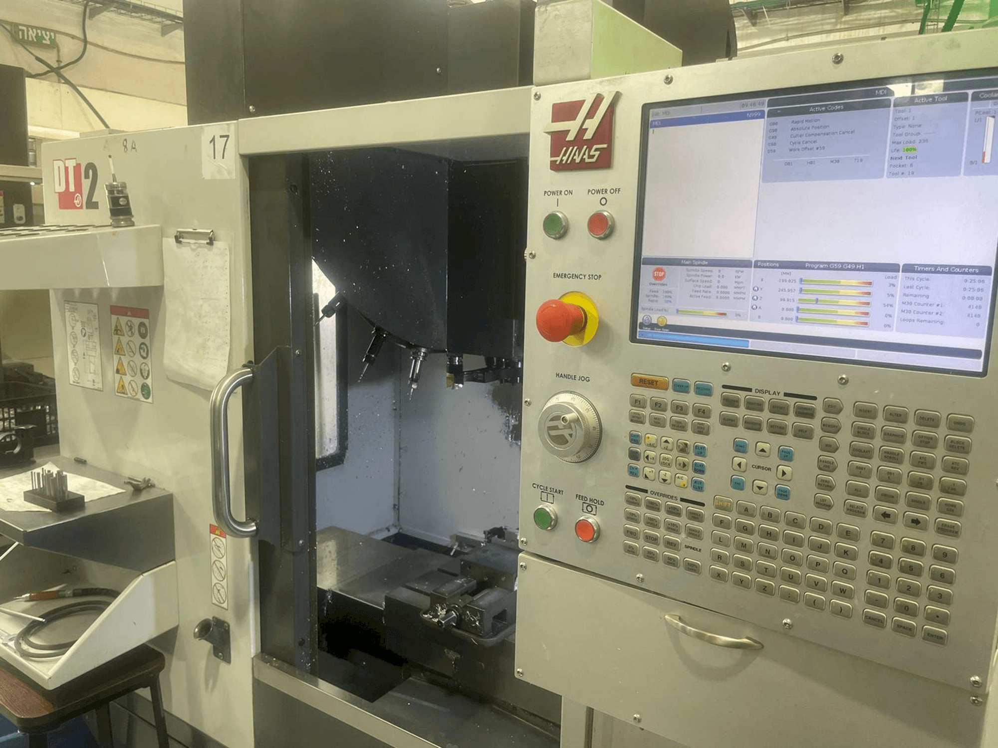 Front view of HAAS DT-2 machine