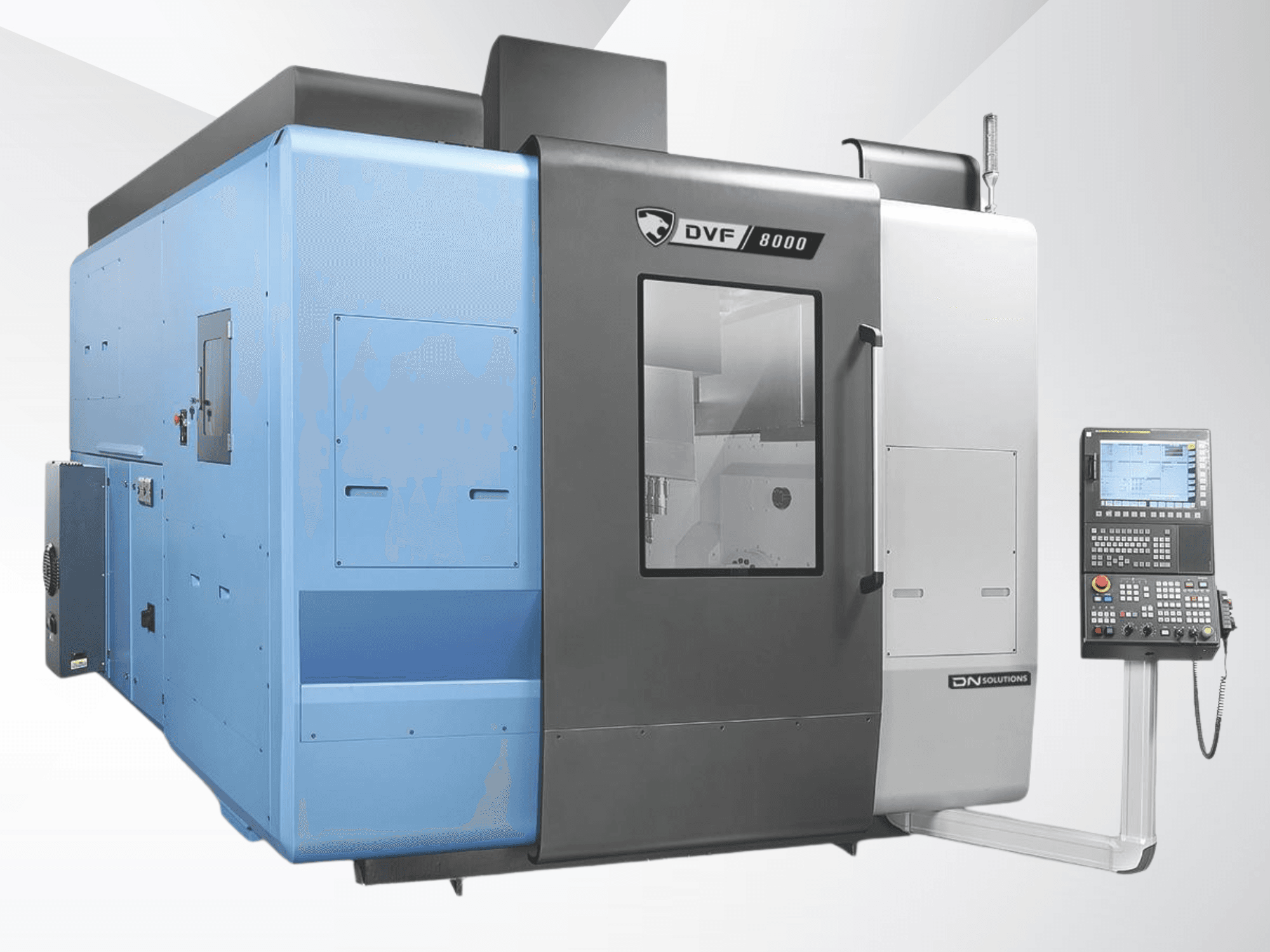 Universal Machining Centre DN SOLUTIONS DVF 8000, front view, showcasing control panel and dual-tone exterior design.