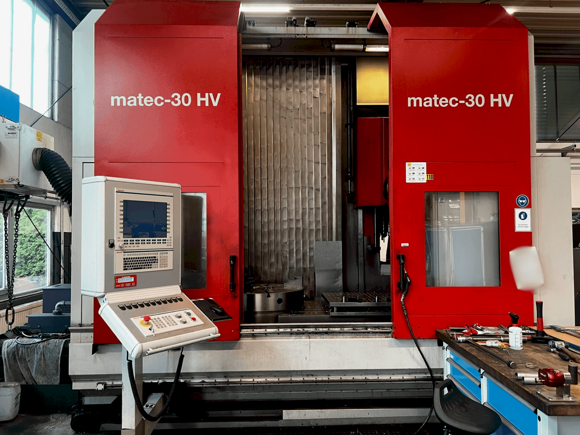 Front view of Matec 30 HV machine