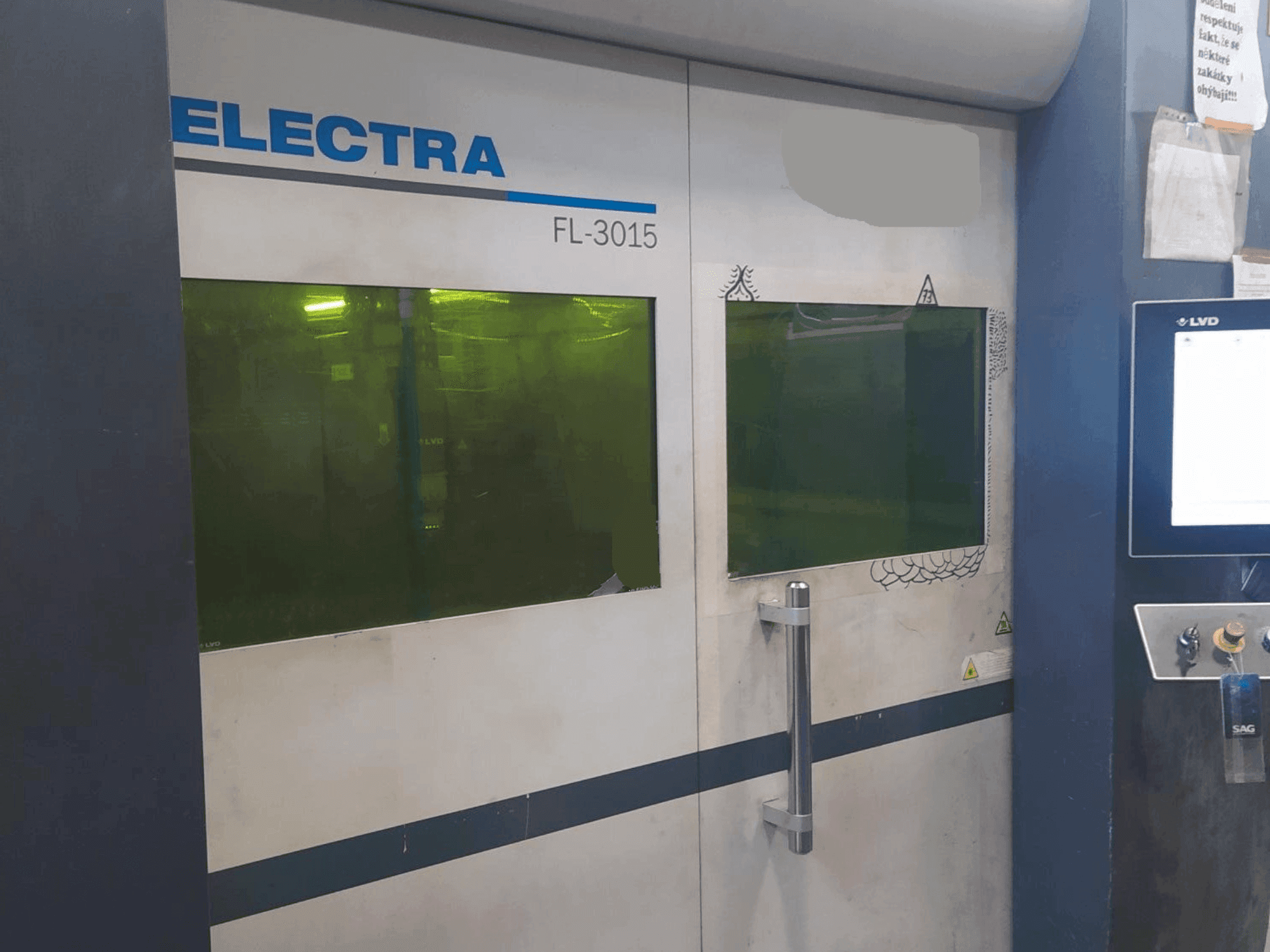 Front view of LVD ELECTRA FL-3015 machine