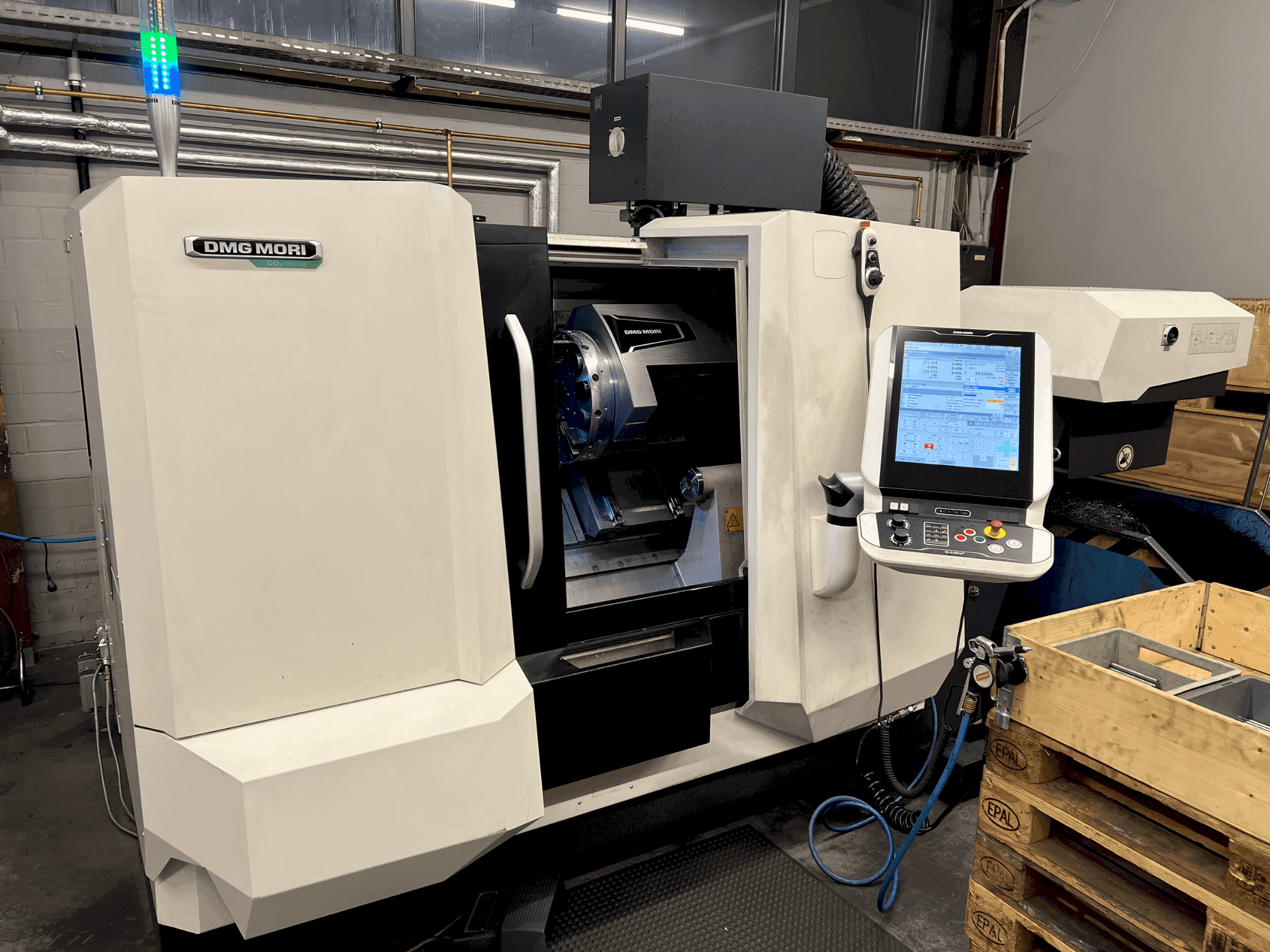 Front view of DMG MORI CLX 350 V4 machine