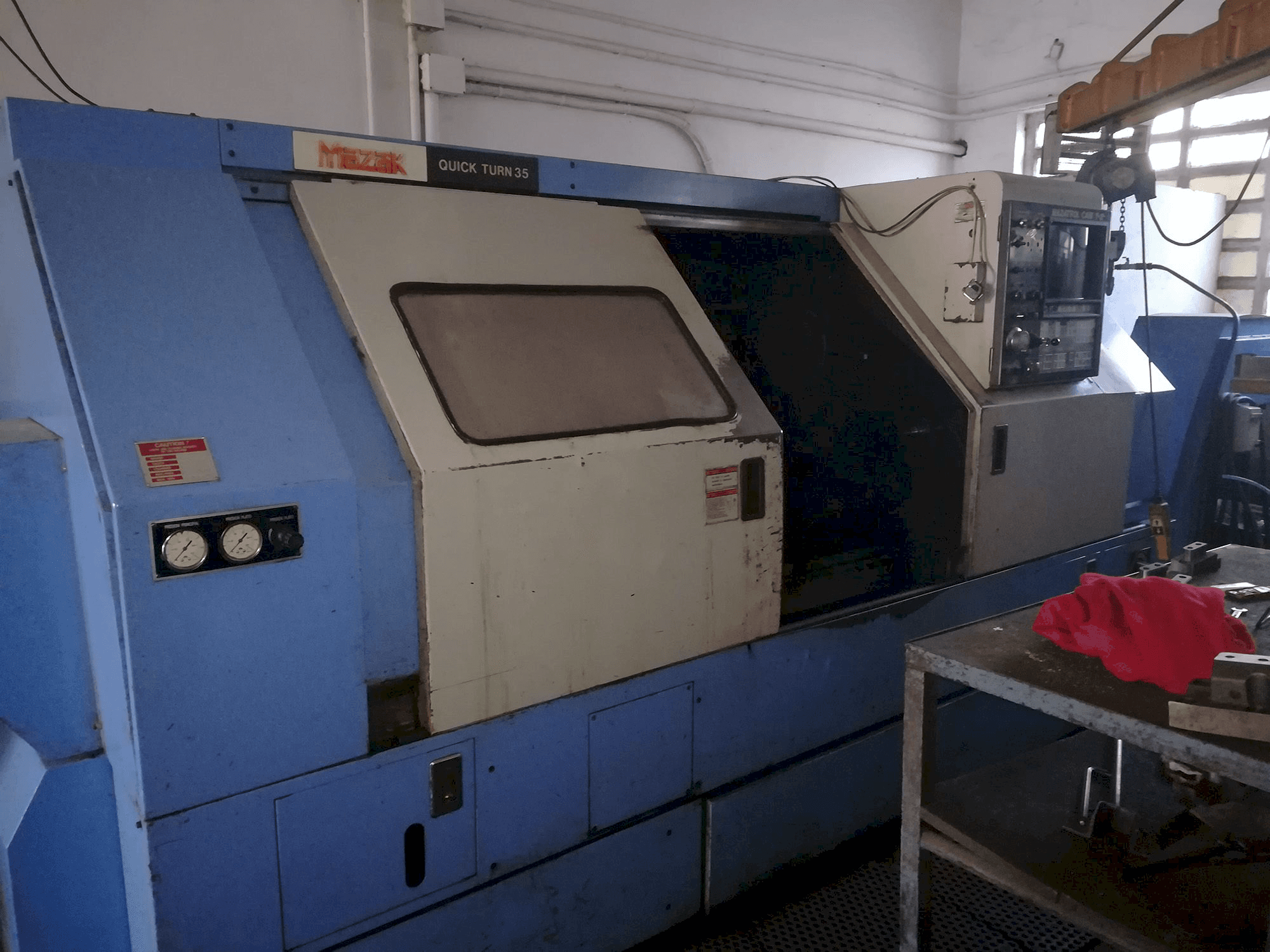 Front view of Mazak Quick Turn 35 machine
