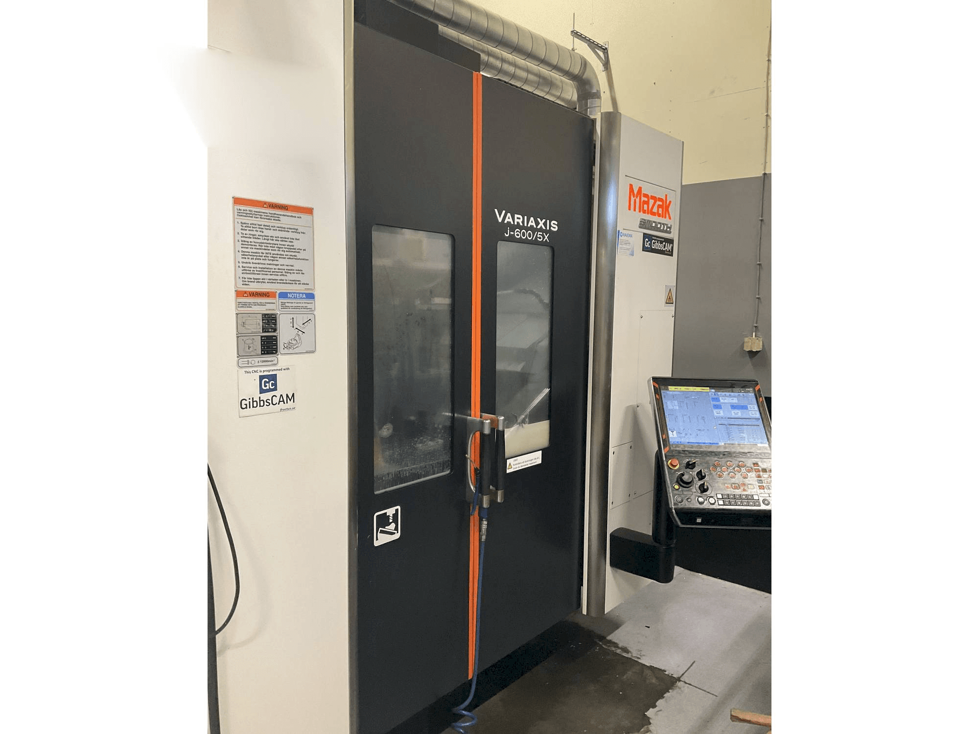 Front view of Mazak Variaxis J-600 machine