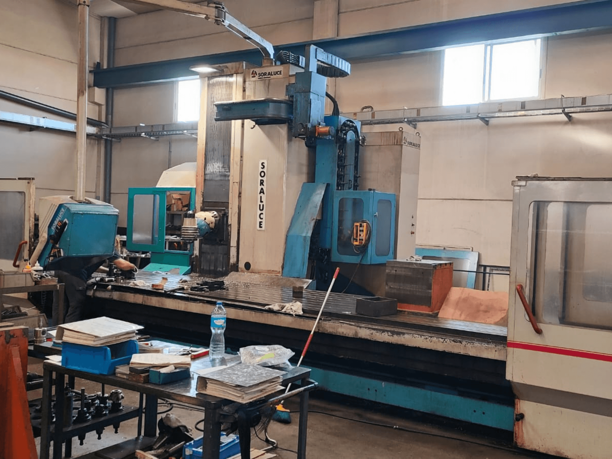 Front view of Soraluce SP 8000 Universal Machining Centre in a workshop setting, showcasing machining area and controls.