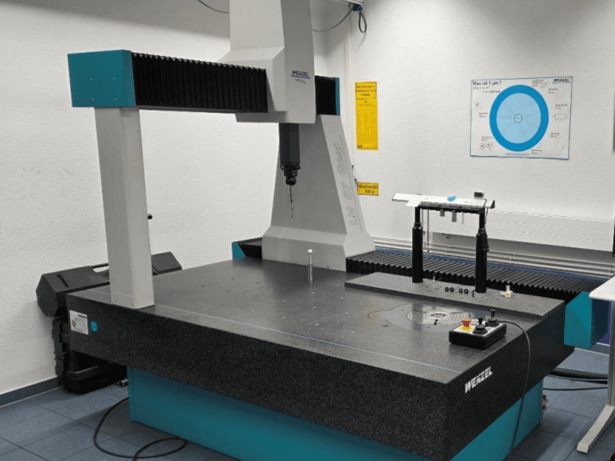 Coordinate Measuring Machine Wenzel LH87, front view, with measurement probes, control panel, and measurement references.