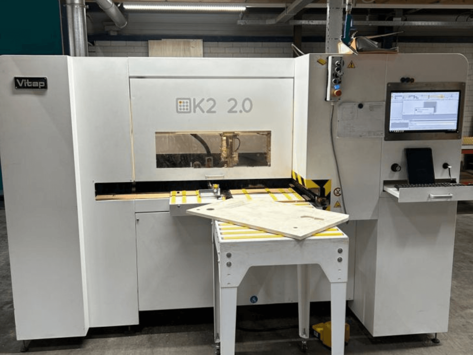 CNC Processing Center VITAP Point K2 2.0, front view, showing control panel, work surface, and safety features.