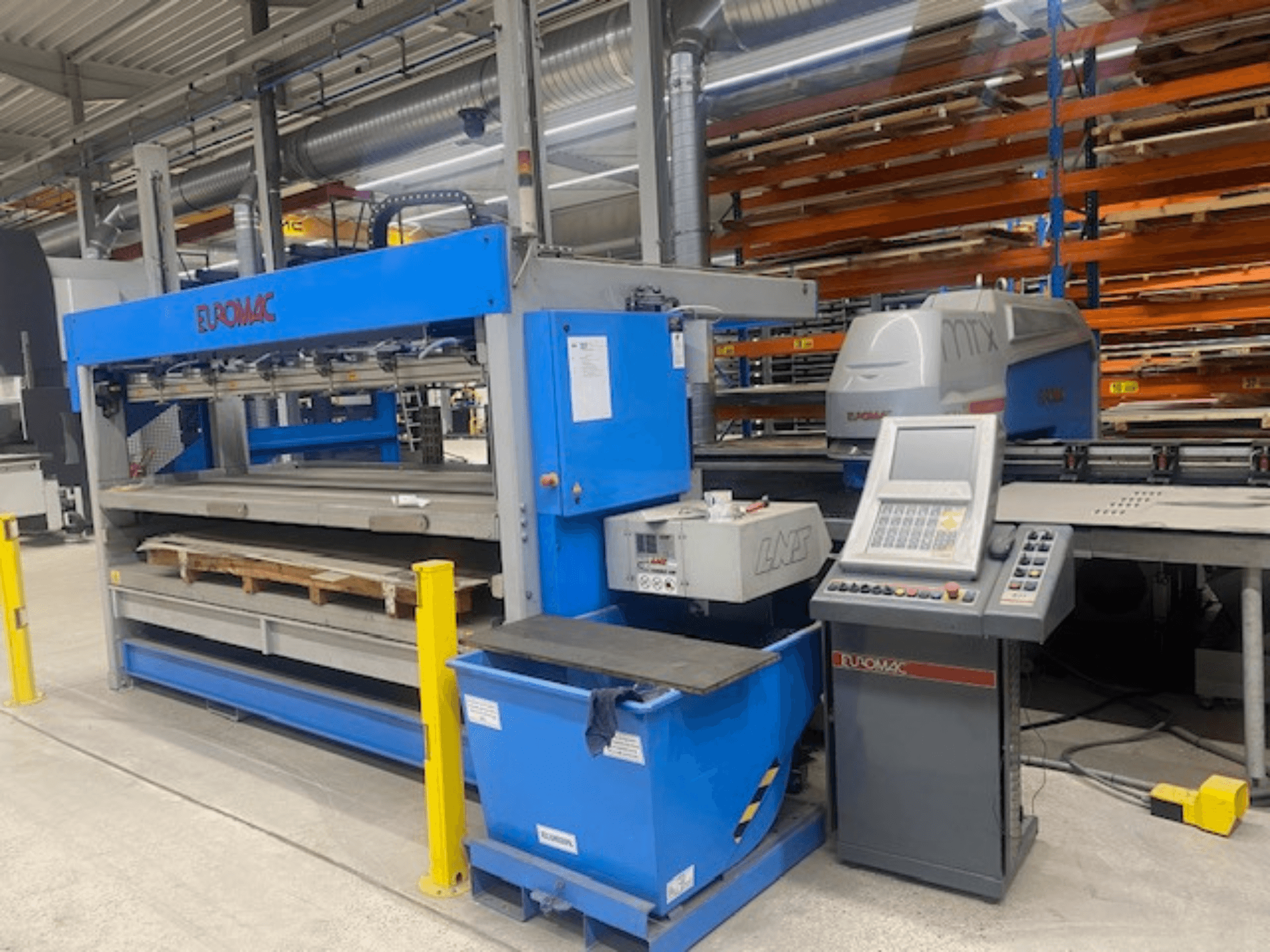 CNC Punching Machine Euromac MTX FLEX 12, front view with control panel, pallets, and safety features visible.