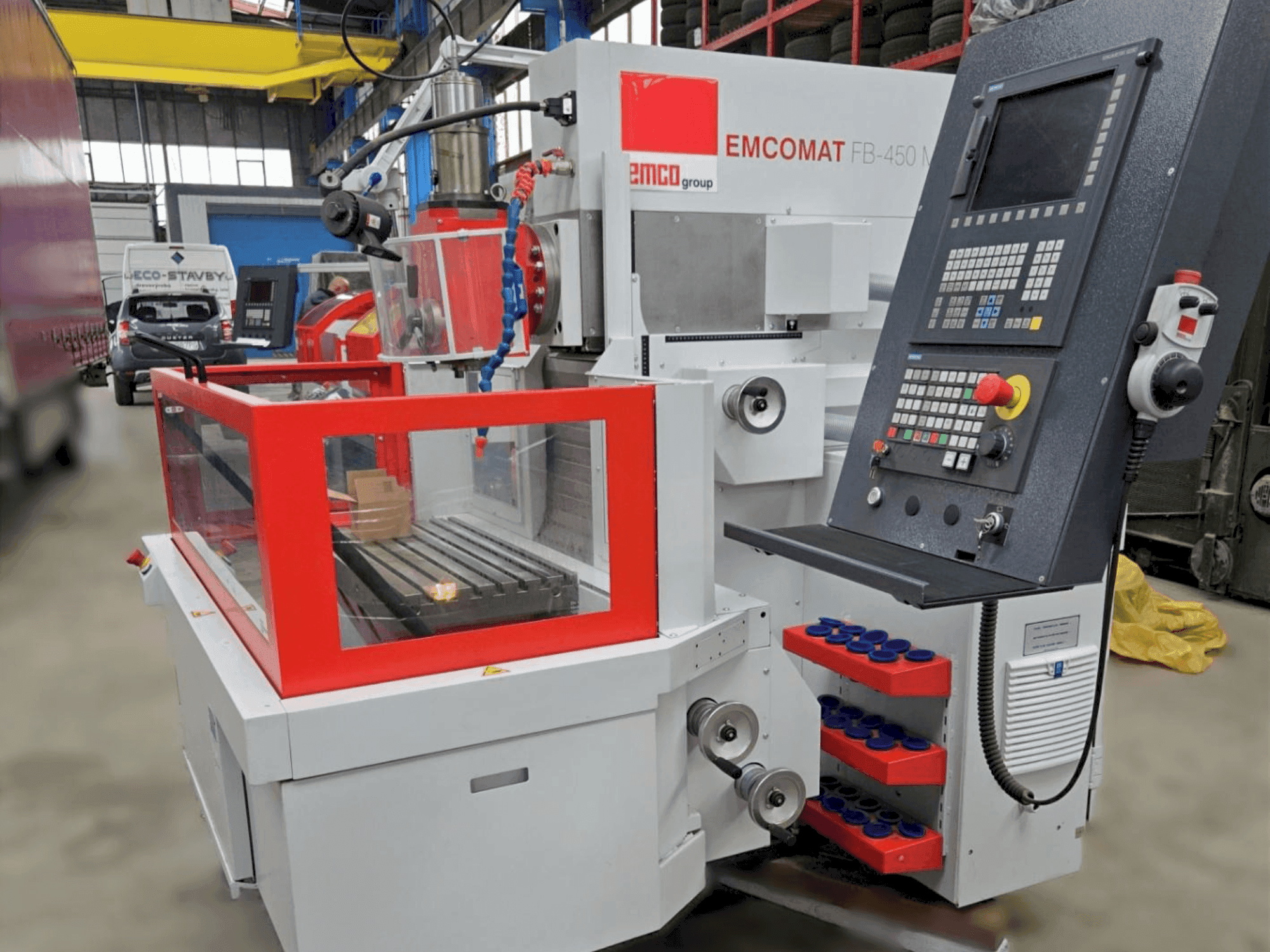 Front view of EMCO Emcomat FB-450 MC machine
