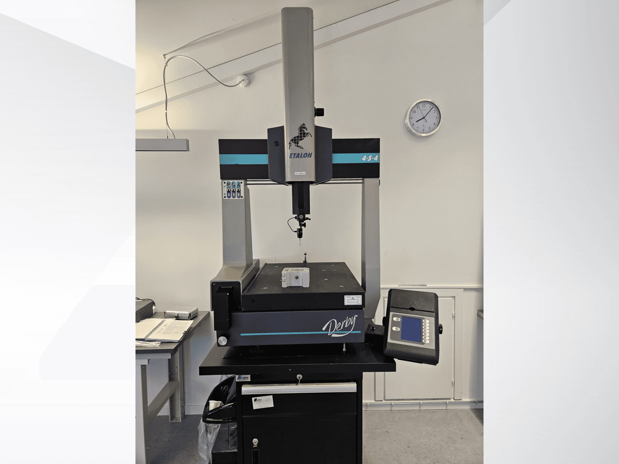 ETALON Derby 454 Coordinate Measuring Machine in front view, showcasing measurement probe, digital display, and control buttons.