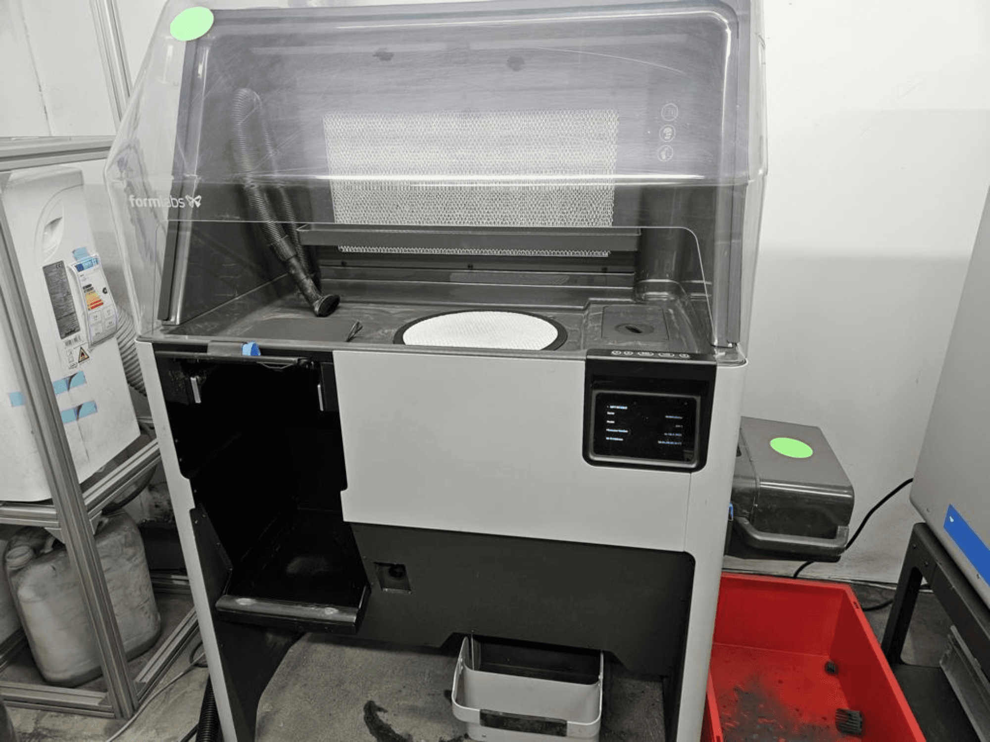 Plastic 3D printer FORMLABS Fuse 1 + 30W, front view showing touchscreen controls and removable tray.