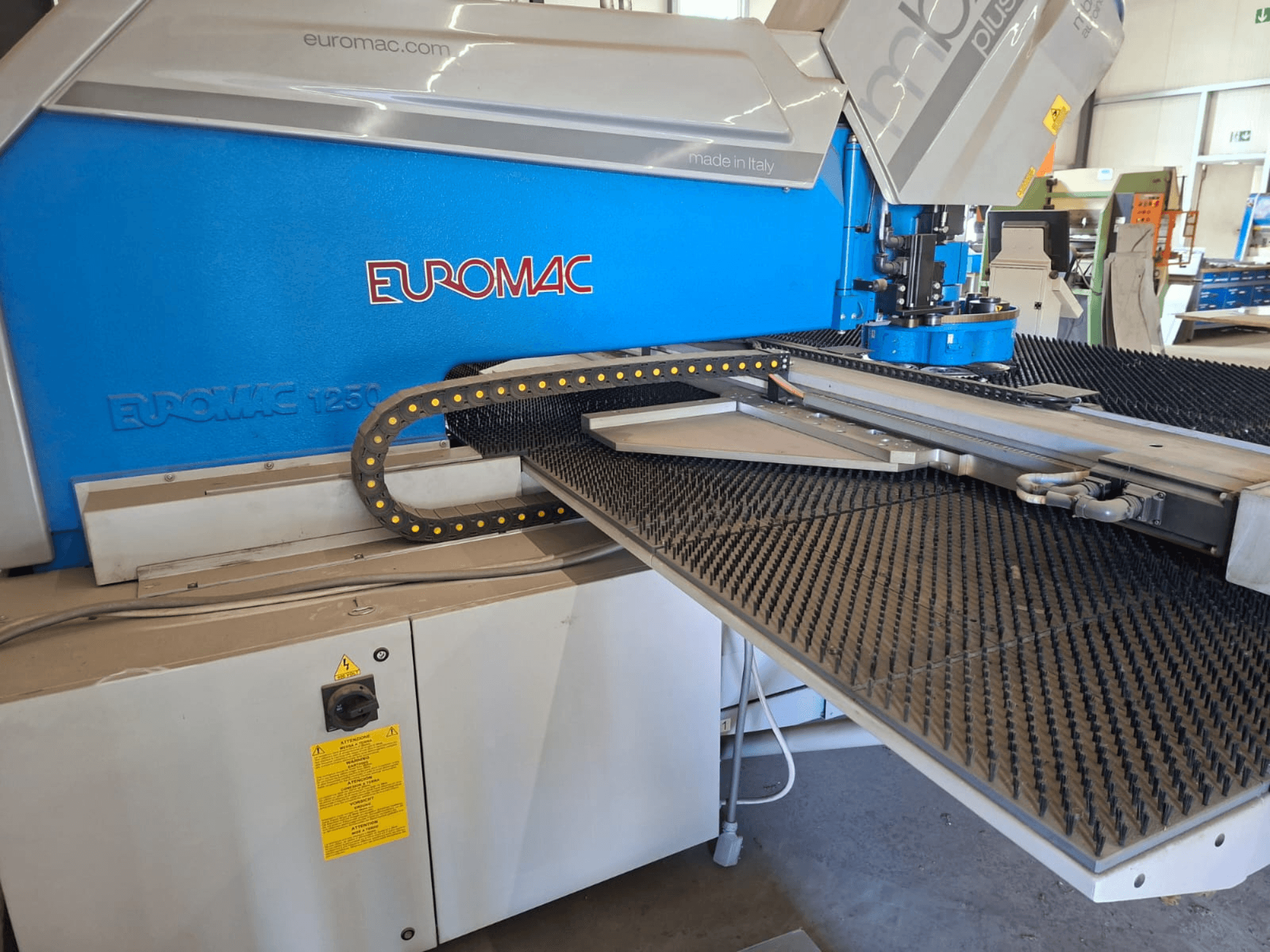CNC Punching Machine Euromac MBX 6 Plus 1250/30-2250, front view showing control panel and black rubber surface.