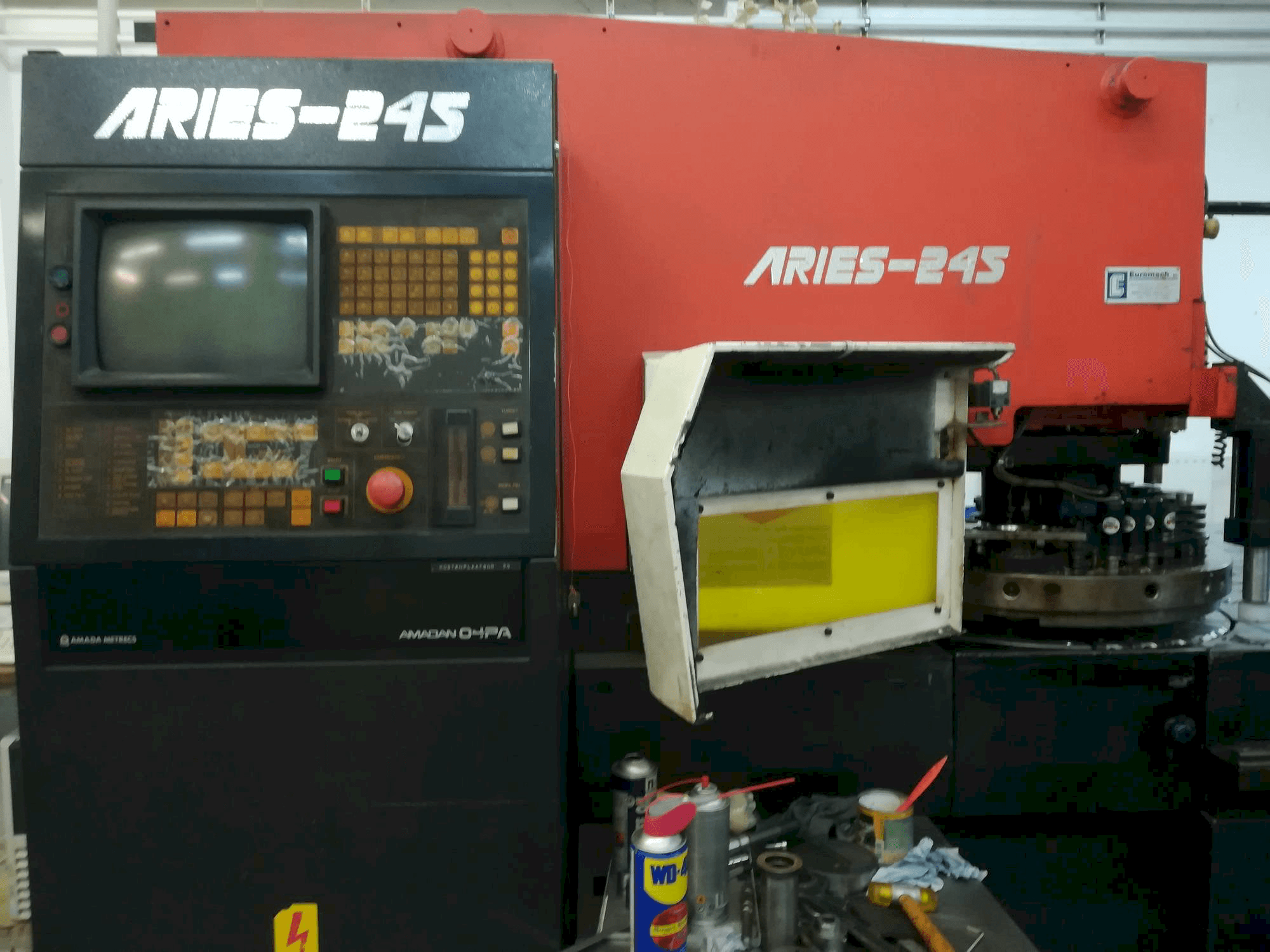 Front view of AMADA Aries 245 20Ton machine