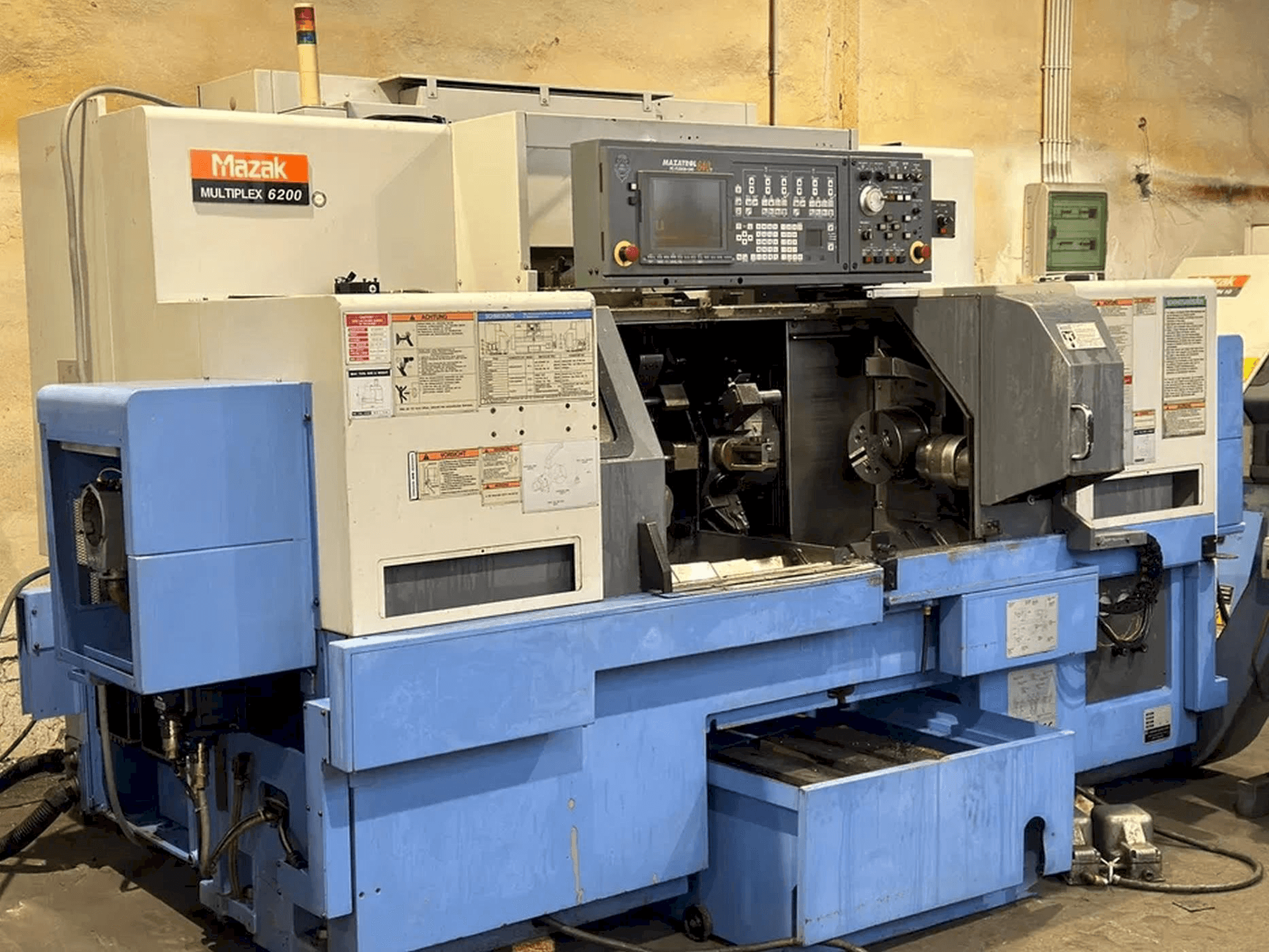 Front view of Mazak Multiplex 6200 machine